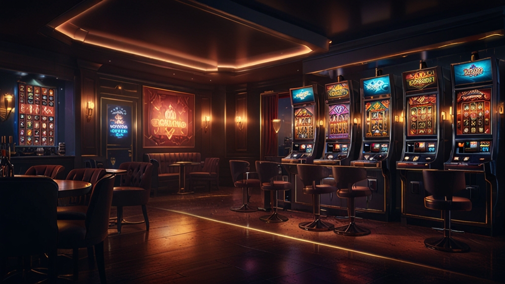 Interface mobile claire montrant les principales fonctions de l’application dans un casino sombre