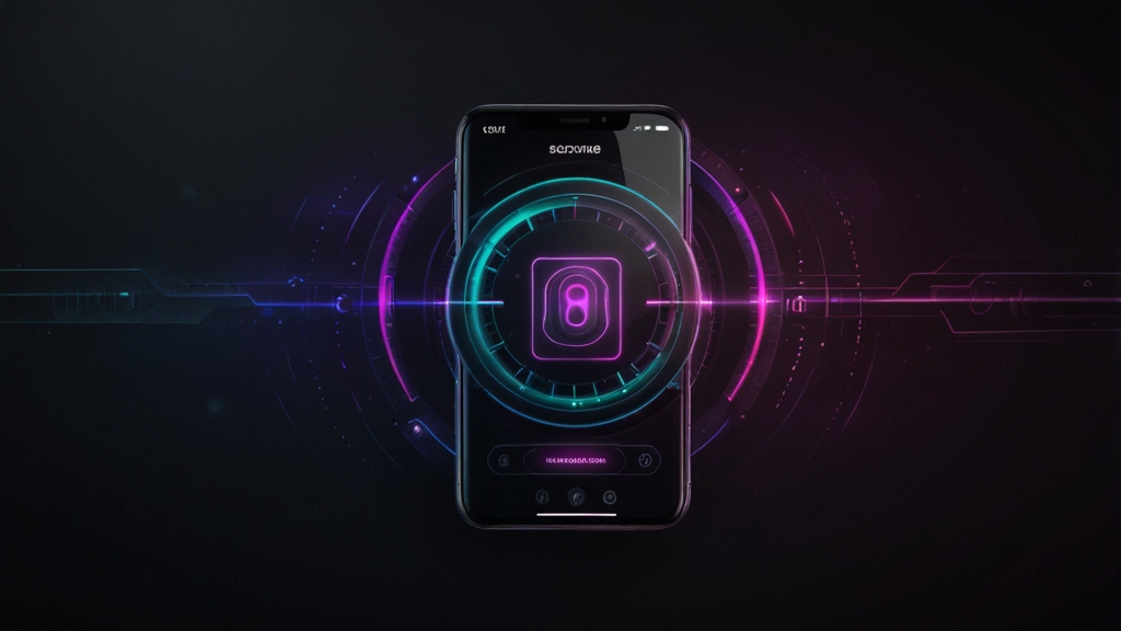 Smartphone sécurisé affichant une interface fluide dans une ambiance de casino sombre