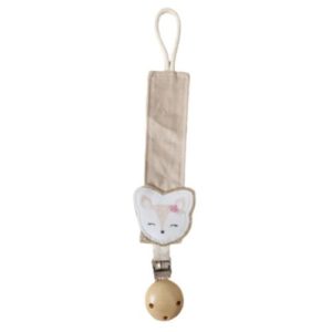 Attache tétine Biche fleurie beige